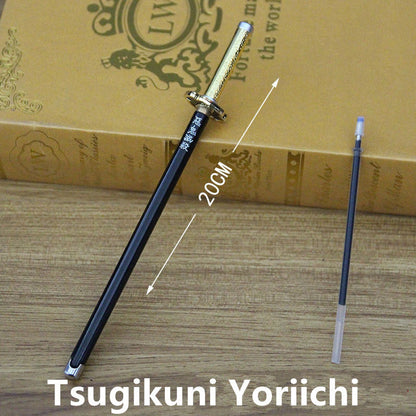 Demon Slayer Tanjiro Nezuko Zenitsu Inosuke Katana Pen, Anime Sword Shape Gel Pen With Display Stand, Refillable Writing Stationery Collectible Gift For Anime Fans