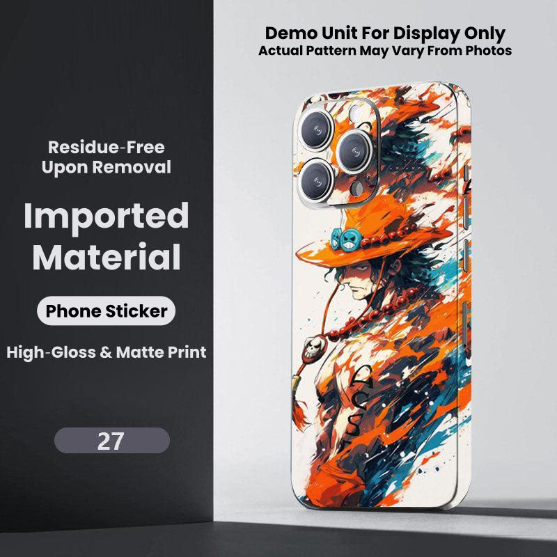 One Piece Monkey D. Luffy Roronoa Zoro Portgas D. Ace Shanks Boa Hancock Anime Phone Sticker Decal Skin Residue‑Free Protective Wrap 150+ Patterns For Iphone Smartphone Decor