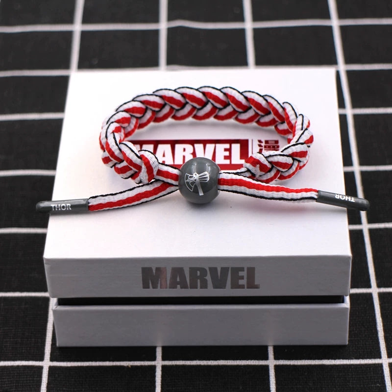 Marvel Avengers Spiderman Iron Man Captain America Thor Hulk Black Panther Venom Black Widow Doctor Strange Braided Bracelet Adjustable Woven Rope Charm Wristband Jewelry Gift For Men Women Fans
