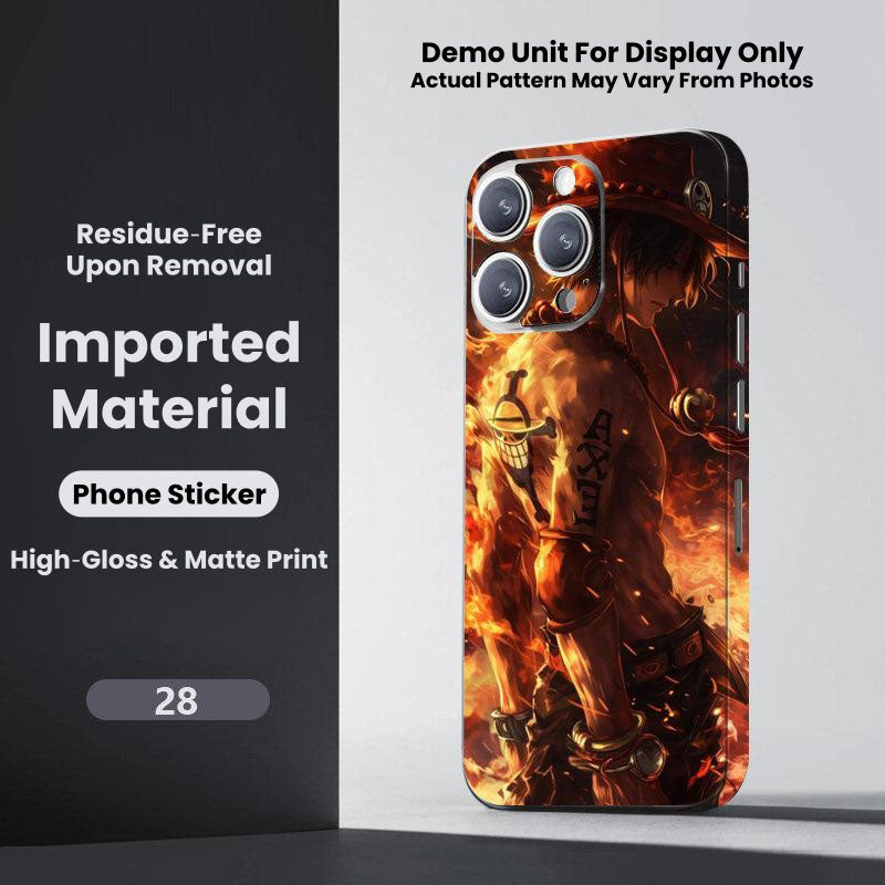 One Piece Monkey D. Luffy Roronoa Zoro Portgas D. Ace Shanks Boa Hancock Anime Phone Sticker Decal Skin Residue‑Free Protective Wrap 150+ Patterns For Iphone Smartphone Decor