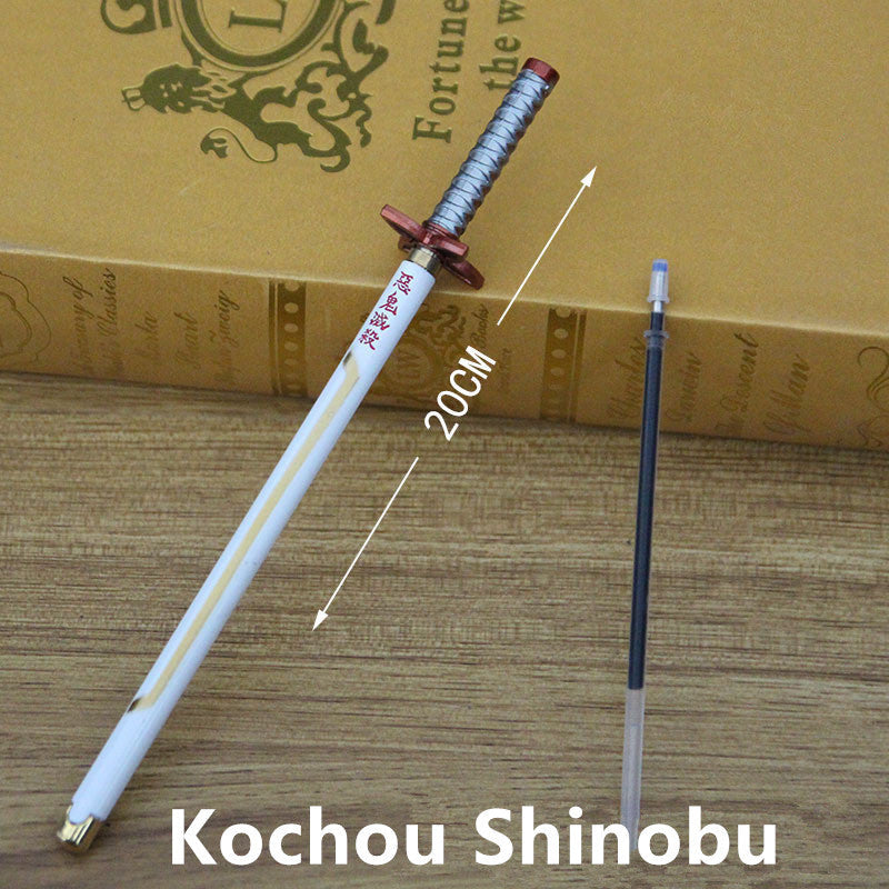 Demon Slayer Tanjiro Nezuko Zenitsu Inosuke Katana Pen, Anime Sword Shape Gel Pen With Display Stand, Refillable Writing Stationery Collectible Gift For Anime Fans