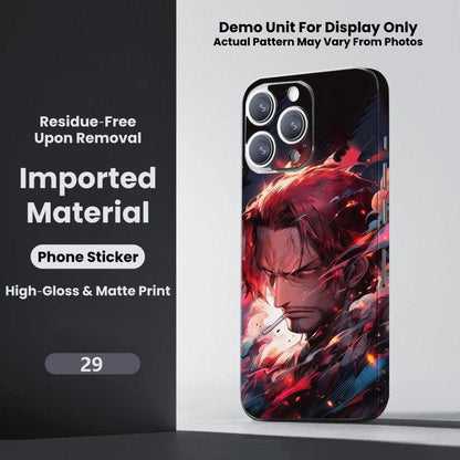 One Piece Monkey D. Luffy Roronoa Zoro Portgas D. Ace Shanks Boa Hancock Anime Phone Sticker Decal Skin Residue‑Free Protective Wrap 150+ Patterns For Iphone Smartphone Decor