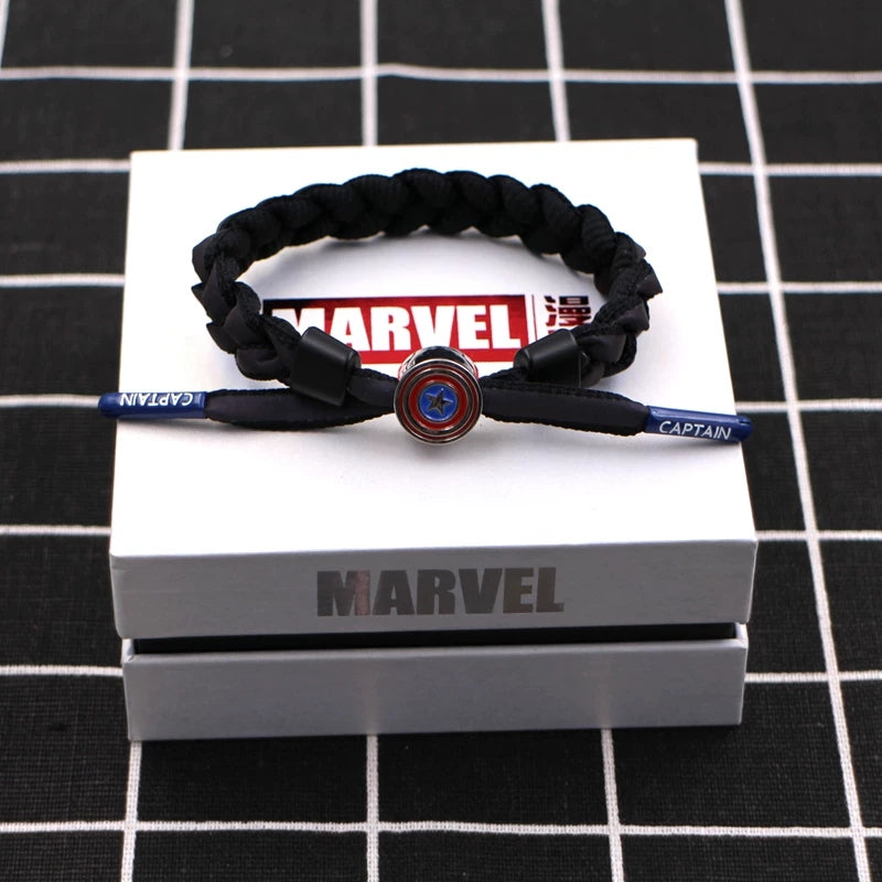 Marvel Avengers Spiderman Iron Man Captain America Thor Hulk Black Panther Venom Black Widow Doctor Strange Braided Bracelet Adjustable Woven Rope Charm Wristband Jewelry Gift For Men Women Fans