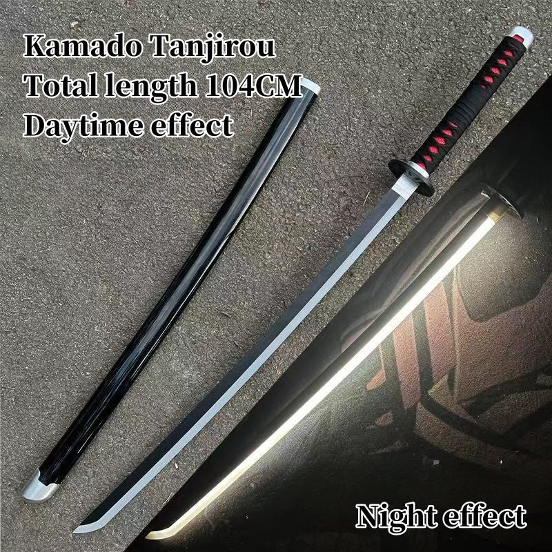 Demon Slayer Tanjiro Zenitsu Rengoku Kokushibo Sanemi Mitsuri LED Light‑Up Nichirin Sword Bamboo Blade Cosplay Prop With Scabbard Halloween Costume Accessory