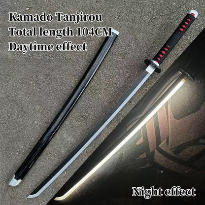 Demon Slayer Tanjiro Zenitsu Rengoku Kokushibo Sanemi Mitsuri LED Light‑Up Nichirin Sword Bamboo Blade Cosplay Prop With Scabbard Halloween Costume Accessory