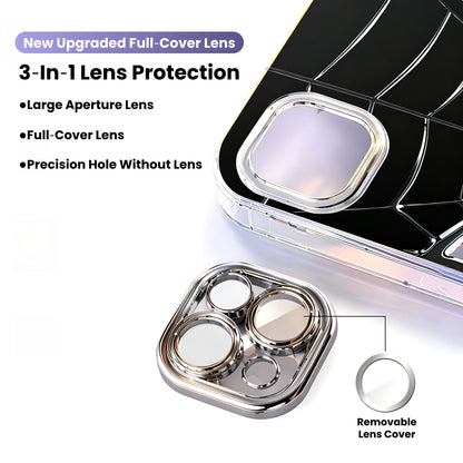 Marvel Spider‑Man Phone Case 3‑in‑1 Removable Lens Frame Shockproof Airbag Protective Cover Cool Web Pattern Anime Cell Phone Shell For Iphone