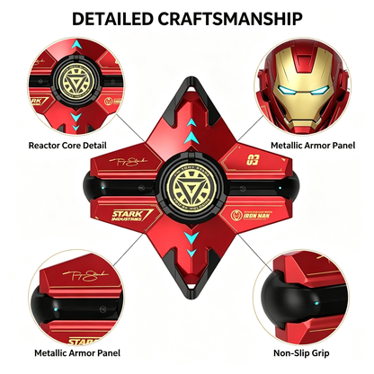 Marvel Iron‑Man Black Panther Spinner Wireless Bluetooth 5.3 Earbuds Fidget Spinner Toy Charging Case Stereo Gaming Headphones With Colorful LED Light For Anime Fans