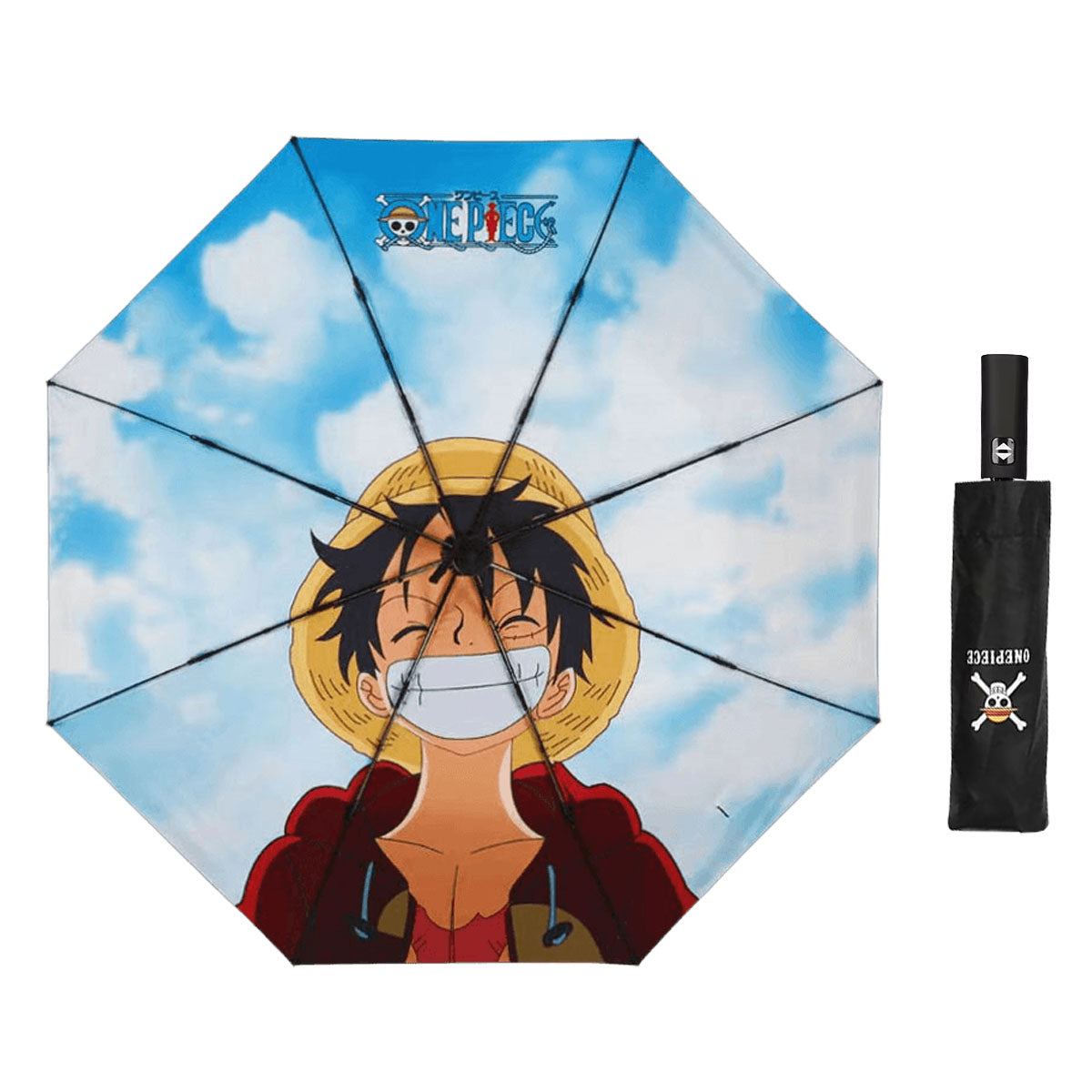 One Piece Monkey D. Luffy Roronoa Zoro Portgas D. Ace Folding Umbrella, 4 Styles Available Windproof Fiberglass Ribs Waterproof Compact Auto Open Close Travel Umbrella For Anime Fans