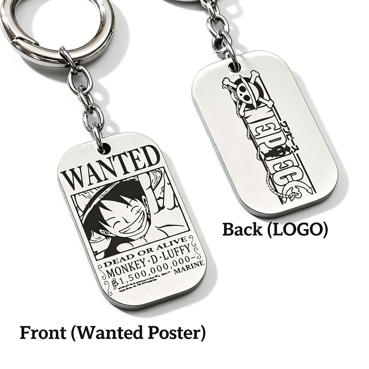 ONE PIECE Luffy Wanted Keychain with Mini Knife | Anime Bounty Tag Gift Set