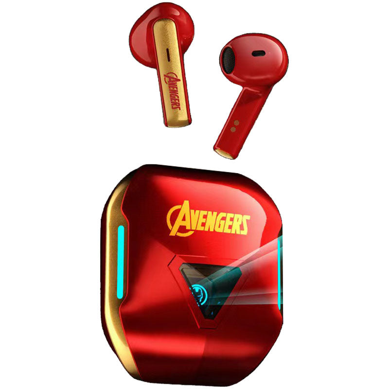Marvel Avengers Iron Man Captain America Black Panther True Wireless Bluetooth 5.3 Earbuds HIFI Stereo Sound Touch Control In‑Ear Gaming Headphones with Charging Case for Sports Daily Use