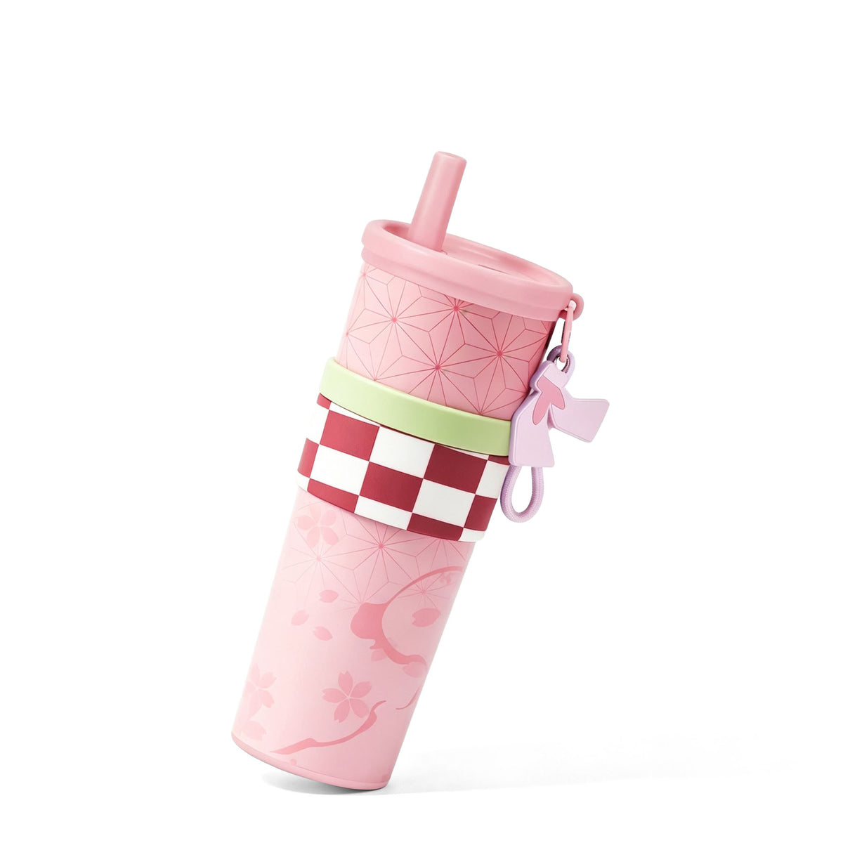 Demon Slayer Nezuko Kamado Gift Set Insulated Tumbler Cup Handmade Braided Bracelet Anime Press‑on Nails Cosplay Accessories Collection