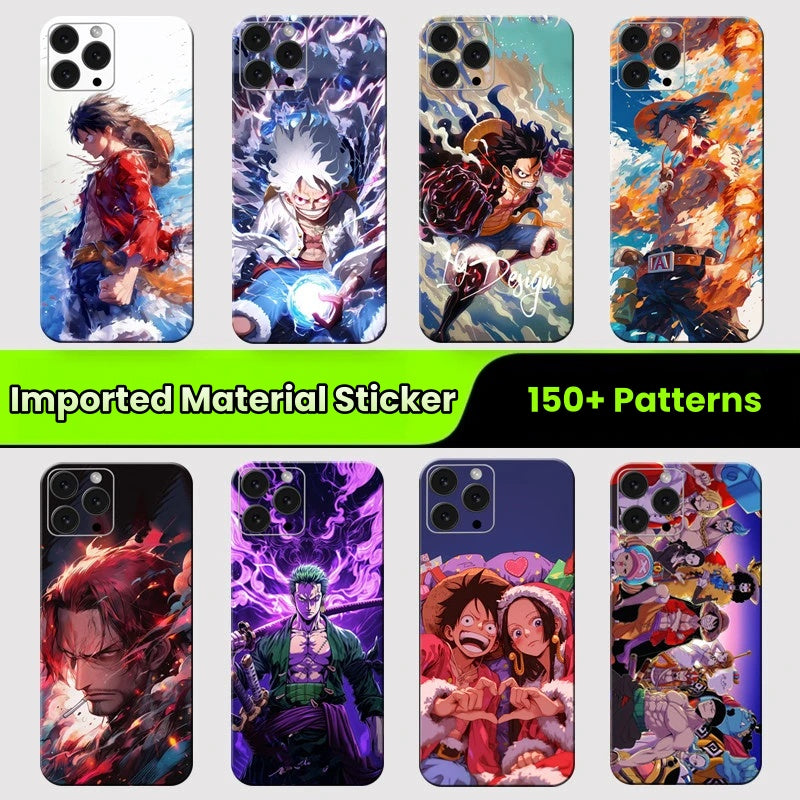 One Piece Monkey D. Luffy Roronoa Zoro Portgas D. Ace Shanks Boa Hancock Anime Phone Sticker Decal Skin Residue‑Free Protective Wrap 150+ Patterns For Iphone Smartphone Decor
