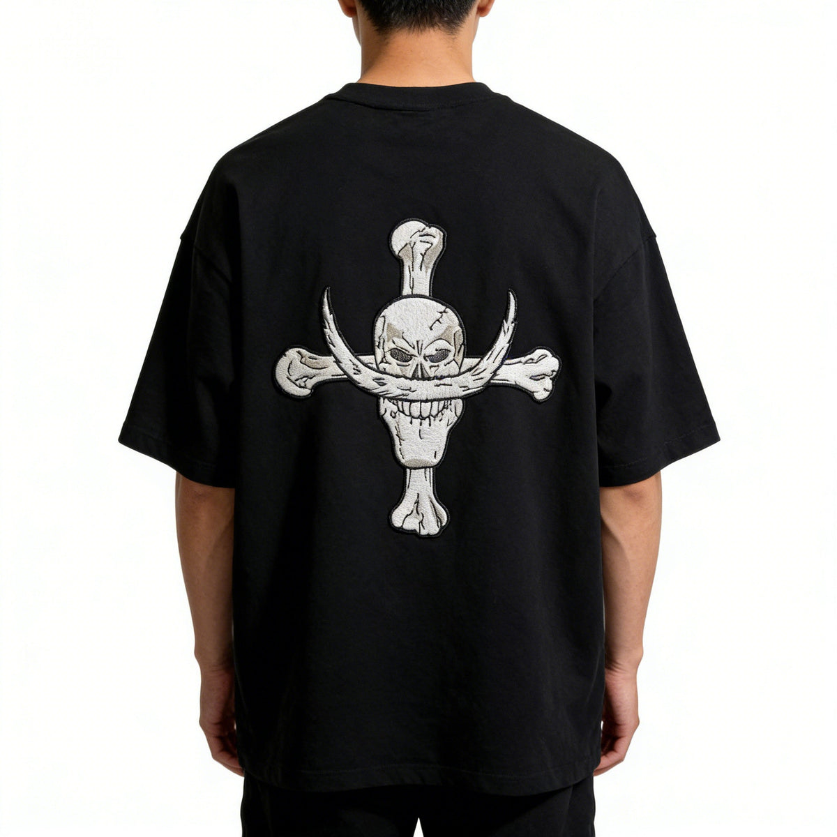 One Piece Whitebeard Edward Newgate Embroidered T-Shirt, Anime Oversized Cotton Tee