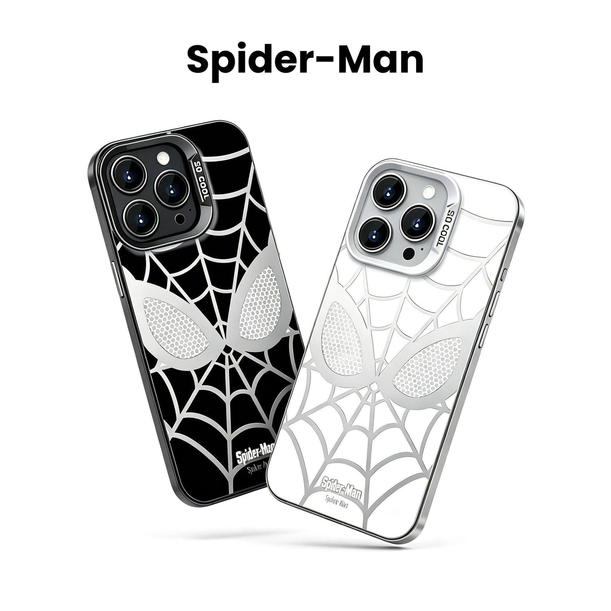 Marvel Spider-Man Mask Web Pattern Phone Case 2 Colors Glossy Anti-Fingerprint Camera Protective Slim Shockproof Comfort Grip Protective Cover For iPhone Series
