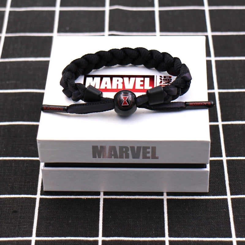 Marvel Avengers Spiderman Iron Man Captain America Thor Hulk Black Panther Venom Black Widow Doctor Strange Braided Bracelet Adjustable Woven Rope Charm Wristband Jewelry Gift For Men Women Fans