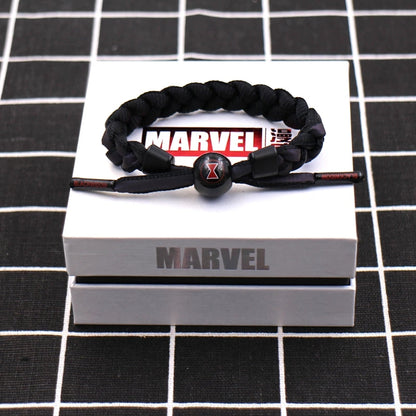 Marvel Avengers Spiderman Iron Man Captain America Thor Hulk Black Panther Venom Black Widow Doctor Strange Braided Bracelet Adjustable Woven Rope Charm Wristband Jewelry Gift For Men Women Fans