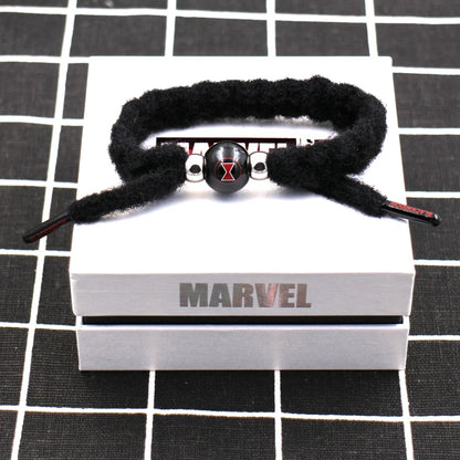 Marvel Avengers Spiderman Iron Man Captain America Thor Hulk Black Panther Venom Black Widow Doctor Strange Braided Bracelet Adjustable Woven Rope Charm Wristband Jewelry Gift For Men Women Fans