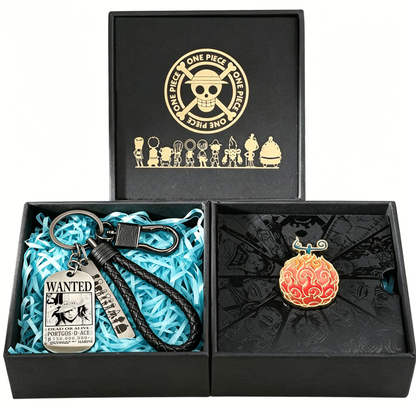 One Piece Monkey D Luffy Roronoa Zoro Portgas D Ace Trafalgar Law Gift Set Wanted Poster Keychain Devil Fruit Enamel Pin Brooch With Gift Box Anime Jewelry Present For Fans
