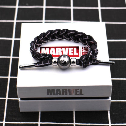 Marvel Avengers Spiderman Iron Man Captain America Thor Hulk Black Panther Venom Black Widow Doctor Strange Braided Bracelet Adjustable Woven Rope Charm Wristband Jewelry Gift For Men Women Fans