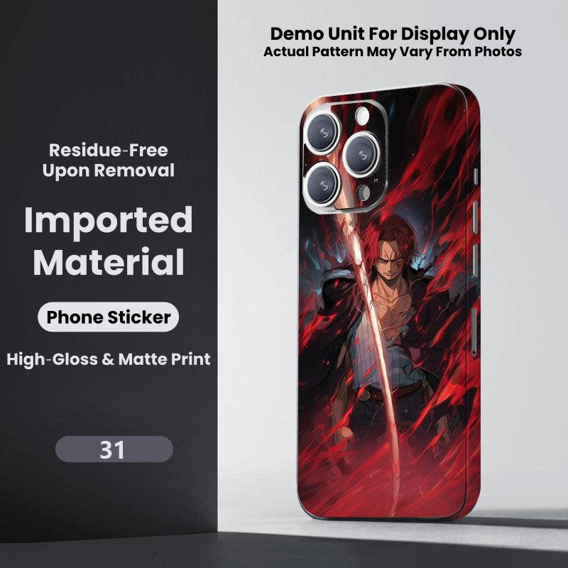 One Piece Monkey D. Luffy Roronoa Zoro Portgas D. Ace Shanks Boa Hancock Anime Phone Sticker Decal Skin Residue‑Free Protective Wrap 150+ Patterns For Iphone Smartphone Decor