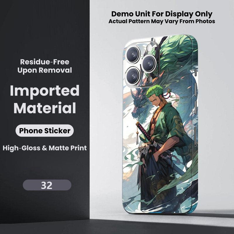 One Piece Monkey D. Luffy Roronoa Zoro Portgas D. Ace Shanks Boa Hancock Anime Phone Sticker Decal Skin Residue‑Free Protective Wrap 150+ Patterns For Iphone Smartphone Decor