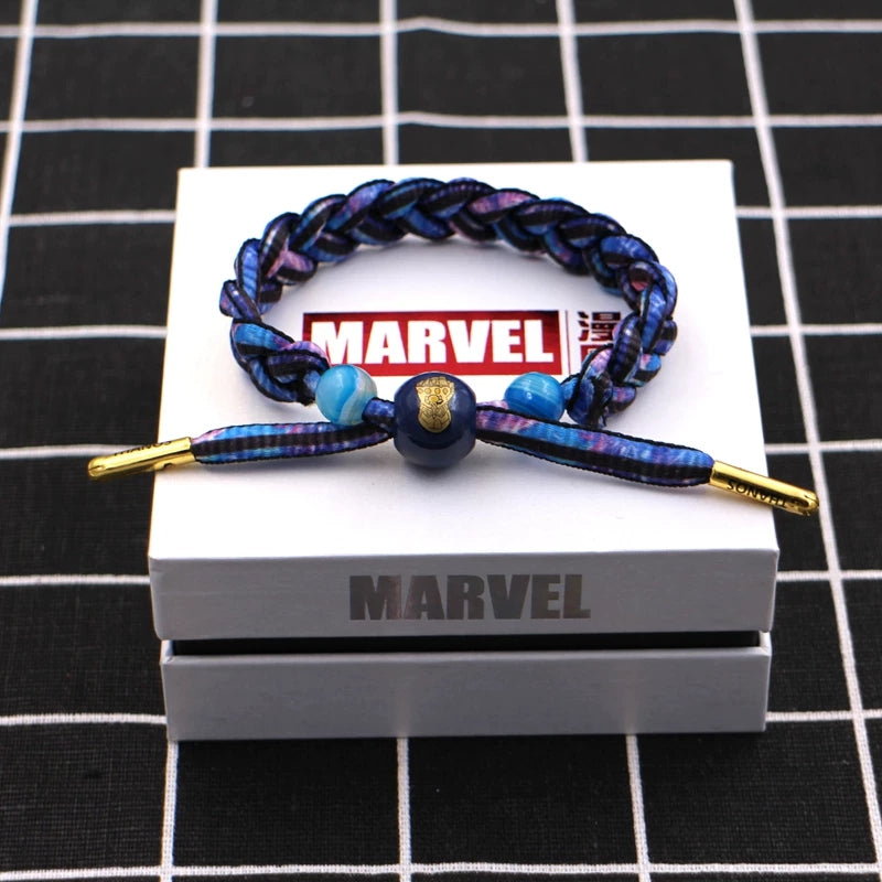 Marvel Avengers Spiderman Iron Man Captain America Thor Hulk Black Panther Venom Black Widow Doctor Strange Braided Bracelet Adjustable Woven Rope Charm Wristband Jewelry Gift For Men Women Fans