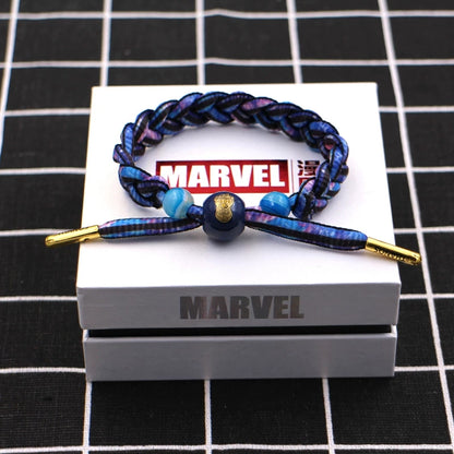 Marvel Avengers Spiderman Iron Man Captain America Thor Hulk Black Panther Venom Black Widow Doctor Strange Braided Bracelet Adjustable Woven Rope Charm Wristband Jewelry Gift For Men Women Fans