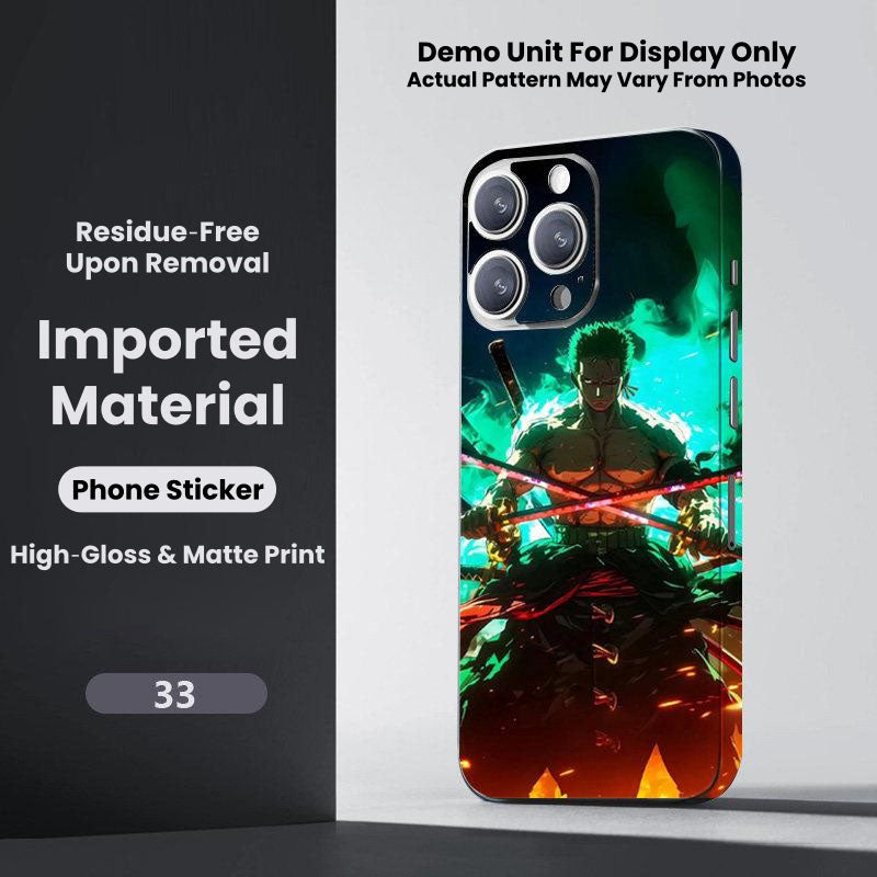 One Piece Monkey D. Luffy Roronoa Zoro Portgas D. Ace Shanks Boa Hancock Anime Phone Sticker Decal Skin Residue‑Free Protective Wrap 150+ Patterns For Iphone Smartphone Decor