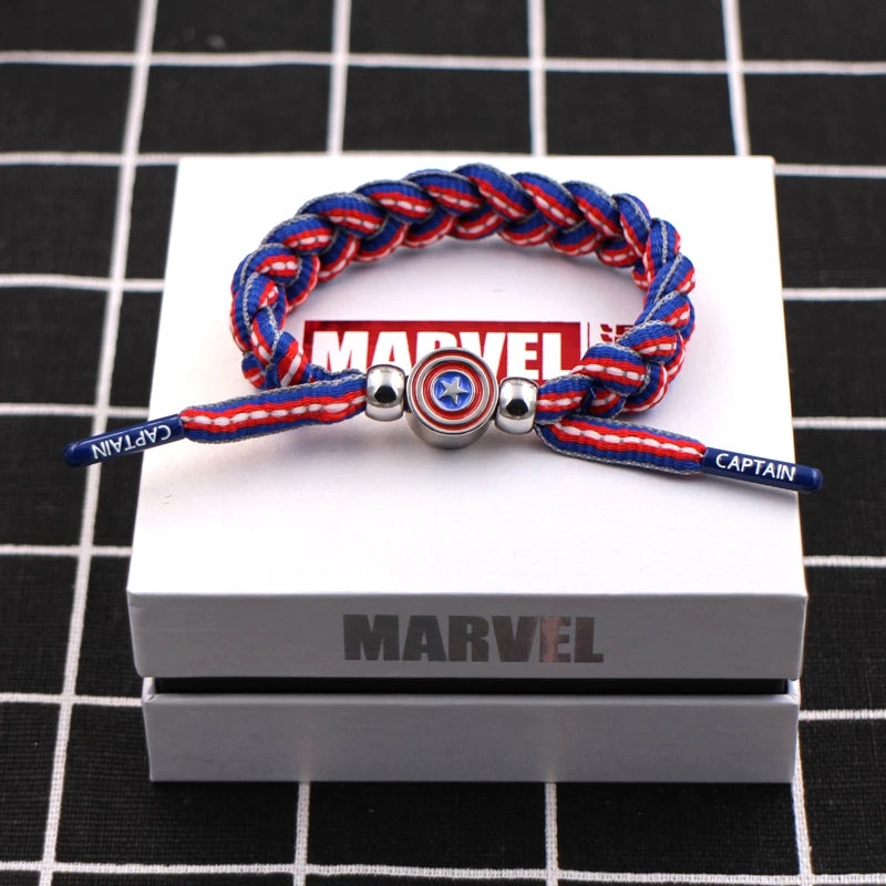 Marvel Avengers Spiderman Iron Man Captain America Thor Hulk Black Panther Venom Black Widow Doctor Strange Braided Bracelet Adjustable Woven Rope Charm Wristband Jewelry Gift For Men Women Fans