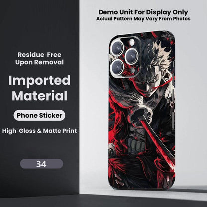 One Piece Monkey D. Luffy Roronoa Zoro Portgas D. Ace Shanks Boa Hancock Anime Phone Sticker Decal Skin Residue‑Free Protective Wrap 150+ Patterns For Iphone Smartphone Decor