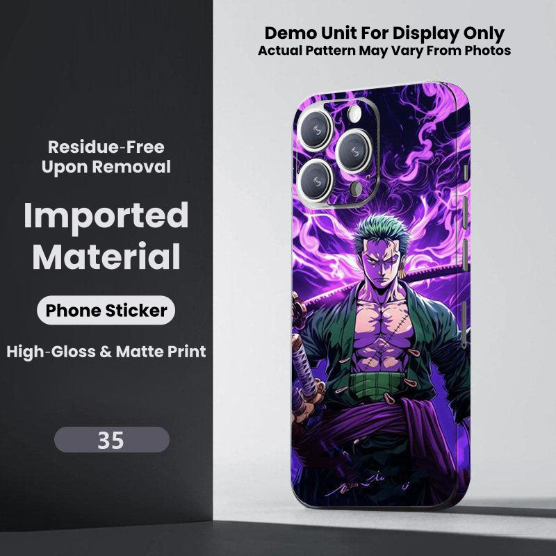 One Piece Monkey D. Luffy Roronoa Zoro Portgas D. Ace Shanks Boa Hancock Anime Phone Sticker Decal Skin Residue‑Free Protective Wrap 150+ Patterns For Iphone Smartphone Decor