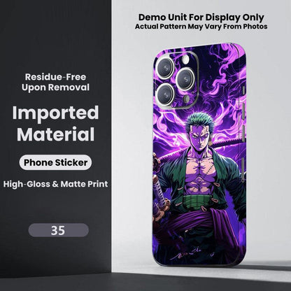 One Piece Monkey D. Luffy Roronoa Zoro Portgas D. Ace Shanks Boa Hancock Anime Phone Sticker Decal Skin Residue‑Free Protective Wrap 150+ Patterns For Iphone Smartphone Decor