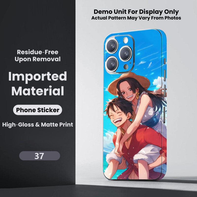 One Piece Monkey D. Luffy Roronoa Zoro Portgas D. Ace Shanks Boa Hancock Anime Phone Sticker Decal Skin Residue‑Free Protective Wrap 150+ Patterns For Iphone Smartphone Decor