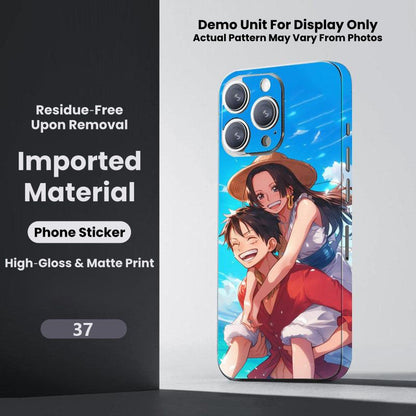 One Piece Monkey D. Luffy Roronoa Zoro Portgas D. Ace Shanks Boa Hancock Anime Phone Sticker Decal Skin Residue‑Free Protective Wrap 150+ Patterns For Iphone Smartphone Decor
