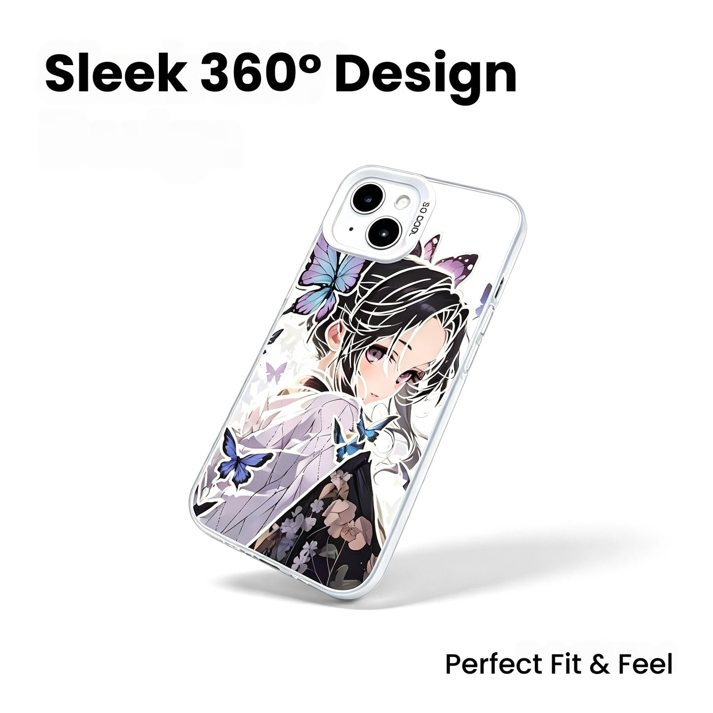 Demon Slayer Shinobu Kocho Anime Phone Case, Clear Shockproof Protective Cover With Butterfly Pattern, Precise Cutout Independent Button Design For Iphone