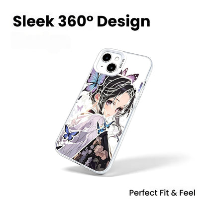 Demon Slayer Shinobu Kocho Anime Phone Case, Clear Shockproof Protective Cover With Butterfly Pattern, Precise Cutout Independent Button Design For Iphone