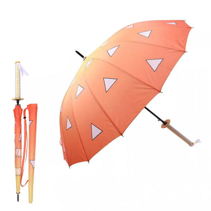 Demon Slayer Tanjiro Zenitsu Rengoku Shinobu Giyuu Anime Katana Umbrella, Samurai Sword Handle Long Rain Umbrella, Windproof Sun Protection Cosplay Umbrella For Fans