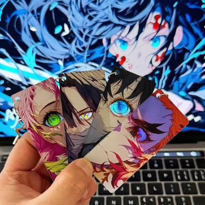 Demon Slayer, Rengoku, Giyuu, Mitsuri, Obanai, Shinobu, Muichiro Acrylic Keychain, Anime Character Eye Card Pendant, Star Chain Bag Ornament, Collectible Anime Accessories For Fans