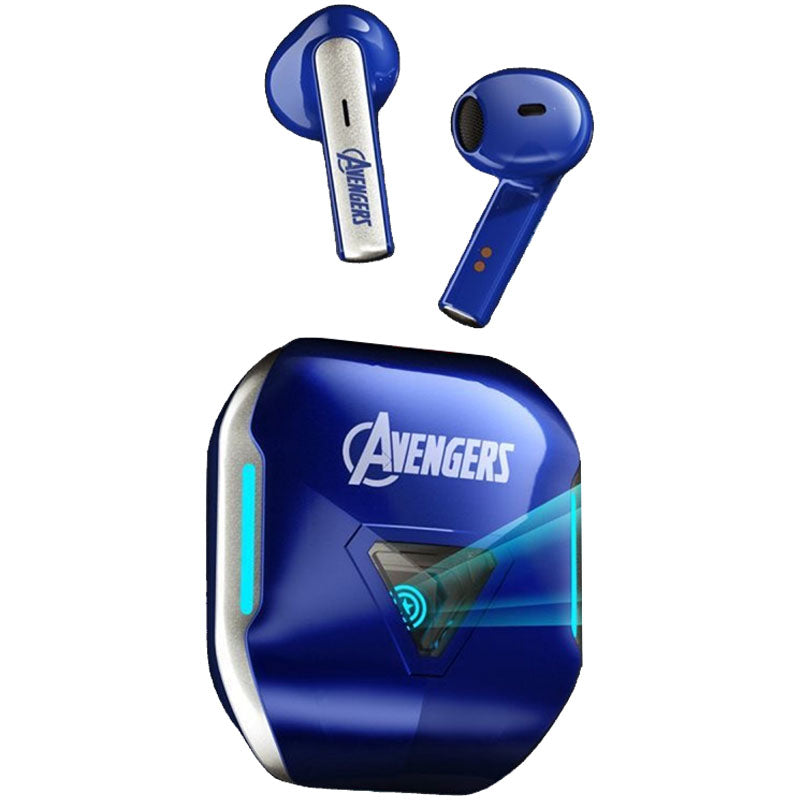 Marvel Avengers Iron Man Captain America Black Panther True Wireless Bluetooth 5.3 Earbuds HIFI Stereo Sound Touch Control In‑Ear Gaming Headphones with Charging Case for Sports Daily Use