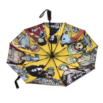One Piece Monkey D Luffy Roronoa Zoro Nami Automatic Folding Umbrella, UPF50+ UV Protection Rain Sun Windproof Compact Portable Anime Printed Travel Umbrella