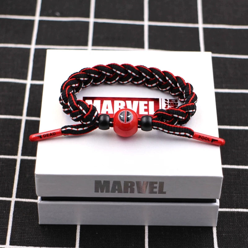 Marvel Avengers Spiderman Iron Man Captain America Thor Hulk Black Panther Venom Black Widow Doctor Strange Braided Bracelet Adjustable Woven Rope Charm Wristband Jewelry Gift For Men Women Fans