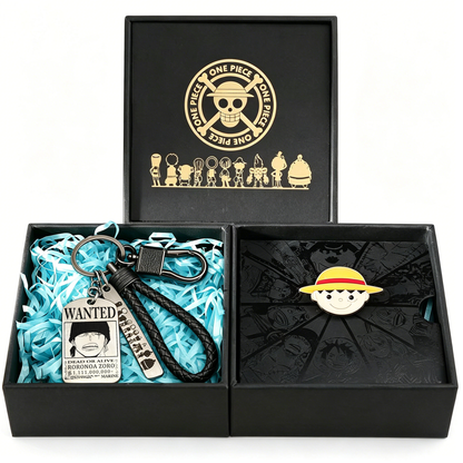 One Piece Monkey D Luffy Roronoa Zoro Portgas D Ace Trafalgar Law Gift Set Wanted Poster Keychain Devil Fruit Enamel Pin Brooch With Gift Box Anime Jewelry Present For Fans