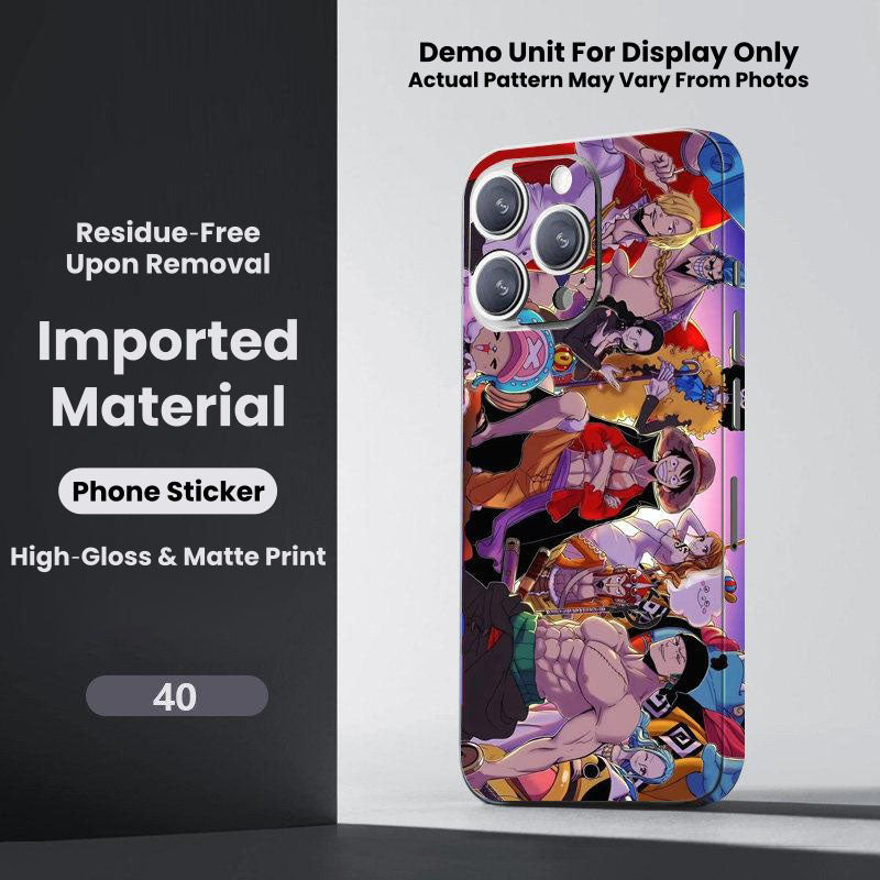 One Piece Monkey D. Luffy Roronoa Zoro Portgas D. Ace Shanks Boa Hancock Anime Phone Sticker Decal Skin Residue‑Free Protective Wrap 150+ Patterns For Iphone Smartphone Decor