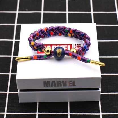 Marvel Avengers Spiderman Iron Man Captain America Thor Hulk Black Panther Venom Black Widow Doctor Strange Braided Bracelet Adjustable Woven Rope Charm Wristband Jewelry Gift For Men Women Fans