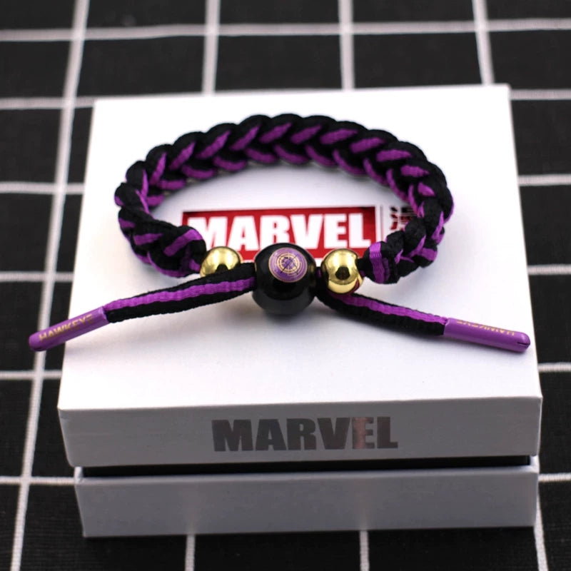 Marvel Avengers Spiderman Iron Man Captain America Thor Hulk Black Panther Venom Black Widow Doctor Strange Braided Bracelet Adjustable Woven Rope Charm Wristband Jewelry Gift For Men Women Fans