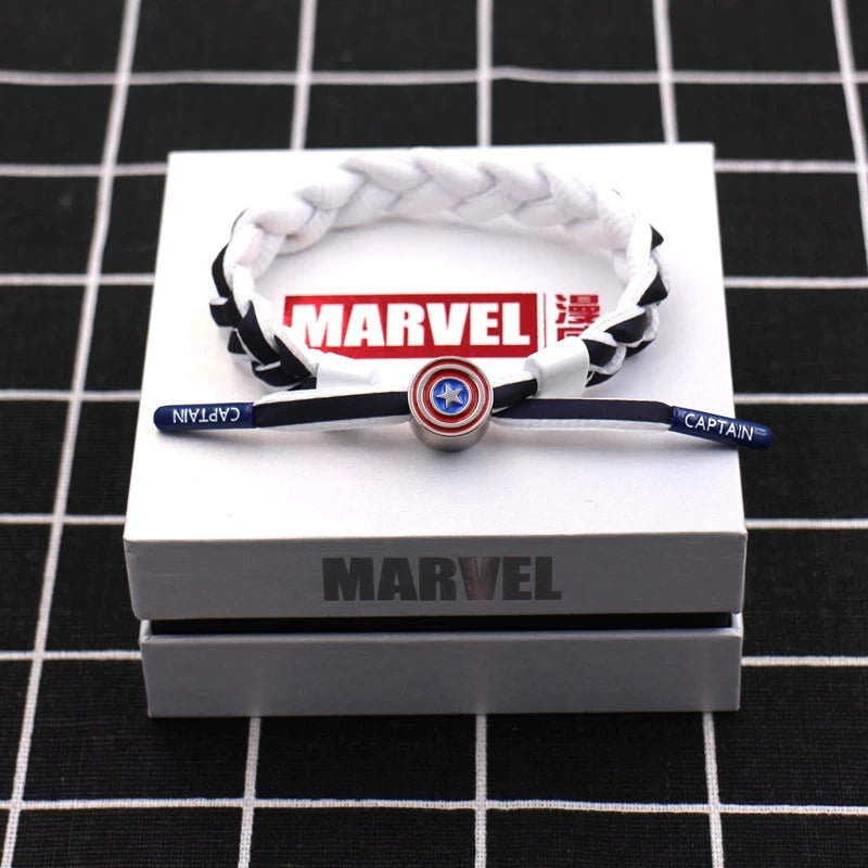 Marvel Avengers Spiderman Iron Man Captain America Thor Hulk Black Panther Venom Black Widow Doctor Strange Braided Bracelet Adjustable Woven Rope Charm Wristband Jewelry Gift For Men Women Fans