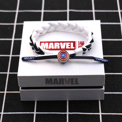 Marvel Avengers Spiderman Iron Man Captain America Thor Hulk Black Panther Venom Black Widow Doctor Strange Braided Bracelet Adjustable Woven Rope Charm Wristband Jewelry Gift For Men Women Fans