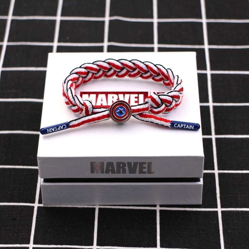 Marvel Avengers Spiderman Iron Man Captain America Thor Hulk Black Panther Venom Black Widow Doctor Strange Braided Bracelet Adjustable Woven Rope Charm Wristband Jewelry Gift For Men Women Fans