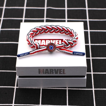 Marvel Avengers Spiderman Iron Man Captain America Thor Hulk Black Panther Venom Black Widow Doctor Strange Braided Bracelet Adjustable Woven Rope Charm Wristband Jewelry Gift For Men Women Fans
