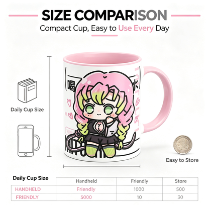 Demon Slayer Ceramic Mug, White Anime Coffee Cup, Kawaii Manga Drinking Cup, Anime Fan Gift for Home Office